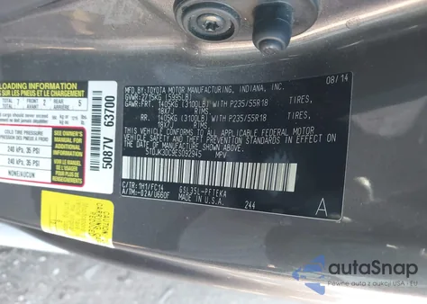 2014 Toyota Sienna Le 7 Passenger z USA, uszkodzony, nr VIN 5TDJK3DC9ES092945